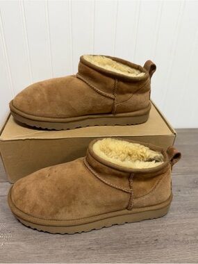 UGG Chestnut Brown Ultra Mini Slip-On Ankle Slippers